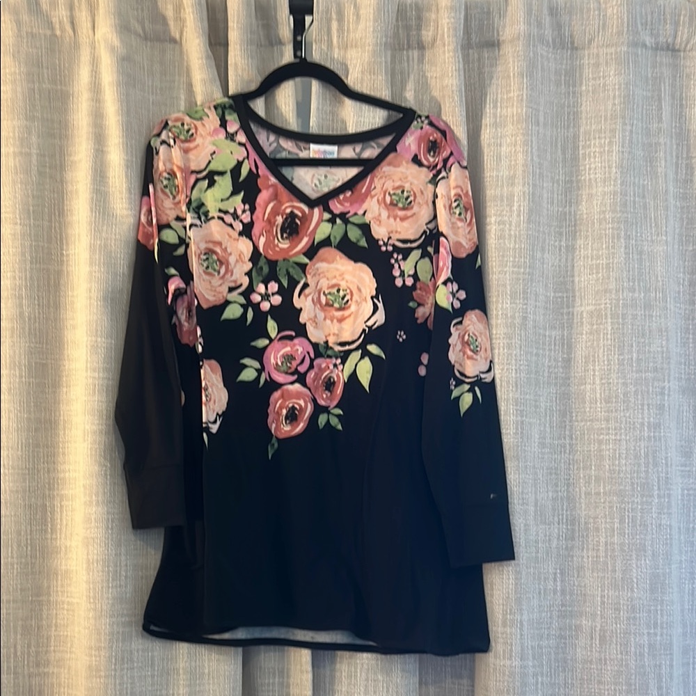 Floral Black Top